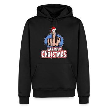 Merry Christmas Middle Finger Stinger Finger - Men’s Premium Organic Hoodie - black - Front - Nico (187cm)