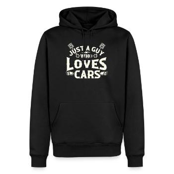 Einfach ein Typ, der Autos liebt, Drift, Muscle Auto zu rennen - Männer Premium Bio Hoodie - Schwarz - Vorne - Nico (187cm)