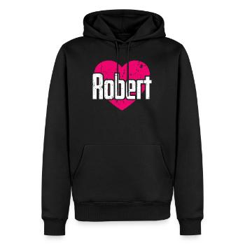 I Love Robert Pinkes Herz Ich liebe Robert - Männer Premium Bio Hoodie - Schwarz - Vorne - Nico (187cm)