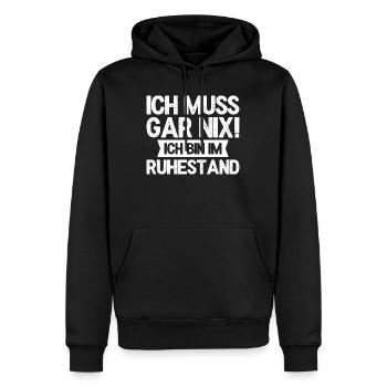 Je n’ai rien à faire ! Je suis à la retraite - Sweat à capuche Premium bio Homme - noir - Devant - Nico (187cm)