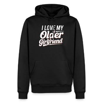 J’aime ma petite amie plus âgée – Proud Age Gap - Sweat à capuche Premium bio Homme - noir - Devant - Nico (187cm)