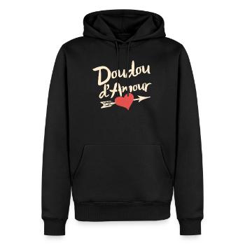 Doudou d'Amour Valentine's Day, Cute Romantic - Sweat à capuche Premium bio Homme - noir - Devant - Nico (187cm)