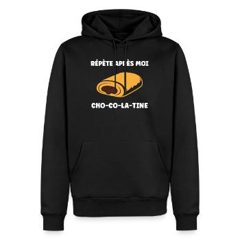 chocolatine - Sweat à capuche Premium bio Homme - noir - Devant - Nico (187cm)