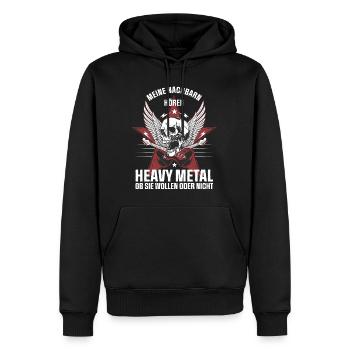 Mes voisins écoutent du heavy metal - Sweat à capuche Premium bio Homme - noir - Devant - Nico (187cm)