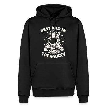 Cadeau Papa-Enfant Astronaute pour la fête des pères - Sweat à capuche Premium bio Homme - noir - Devant - Nico (187cm)