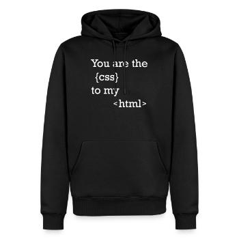 Funny programmer motif for web developers - Men’s Premium Organic Hoodie - black - Front - Nico (187cm)