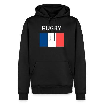 Rugby Frankreich - Männer Premium Bio Hoodie - Schwarz - Vorne - Nico (187cm)