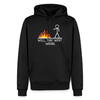 Well That Went Wrong Stick Figure Humor Jokes - Männer Premium Bio Hoodie - Schwarz - Vorne - Nico (187cm)