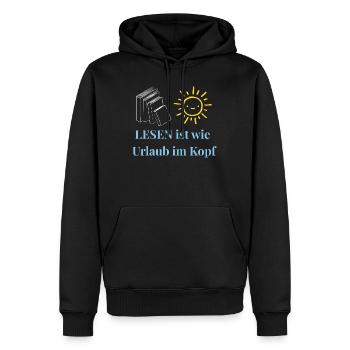 Lesen ist wie Urlaub im Kopf - Minimalistisches Le - Männer Premium Bio Hoodie - Schwarz - Vorne - Nico (187cm)