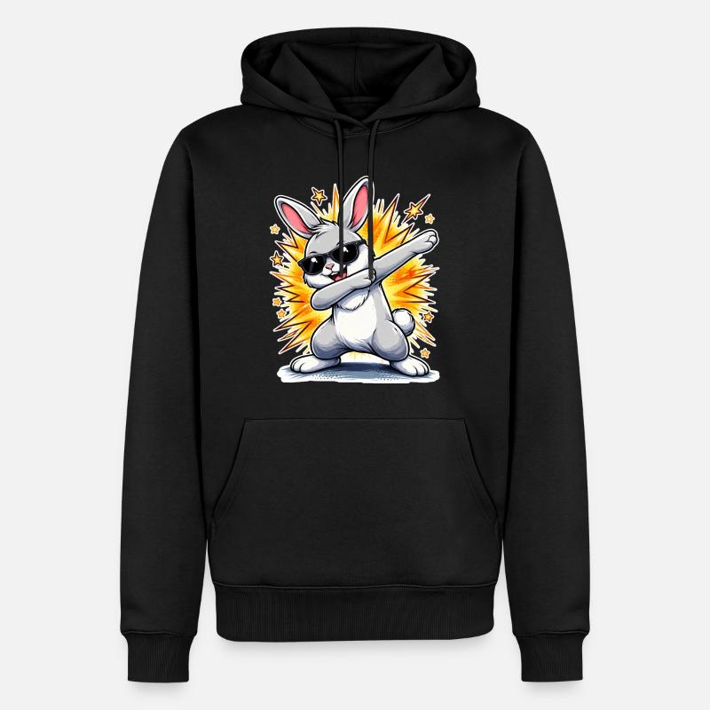 Lapin à tamponner - Sweat à capuche Premium bio Homme - noir