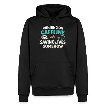 Infirmière de nuit, fatiguée - Sweat à capuche Premium bio Homme - noir - Devant - Nico (187cm)