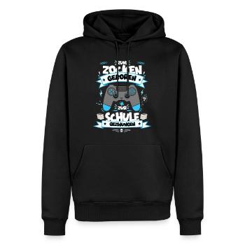 Zum Zocken geboren Zur Schule gezwungen - Männer Premium Bio Hoodie - Schwarz - Vorne - Nico (187cm)