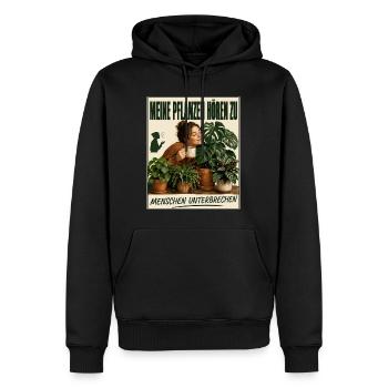Meine Pflanzen hören zu, Menschen unterbrechen - Männer Premium Bio Hoodie - Schwarz - Vorne - Nico (187cm)