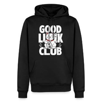 Good Luck Club Winkende Katze - Männer Premium Bio Hoodie - Schwarz - Vorne - Nico (187cm)