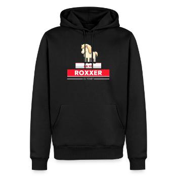 Ça va roxxer du poney - Sweat à capuche Premium bio Homme - noir - Devant - Nico (187cm)