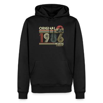 Anniversaire rétro vintage vintage original de 1986 - Sweat à capuche Premium bio Homme - noir - Devant - Nico (187cm)