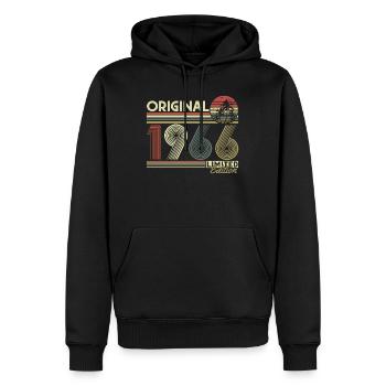 Anniversaire original vintage rétro vintage de 1966 - Sweat à capuche Premium bio Homme - noir - Devant - Nico (187cm)