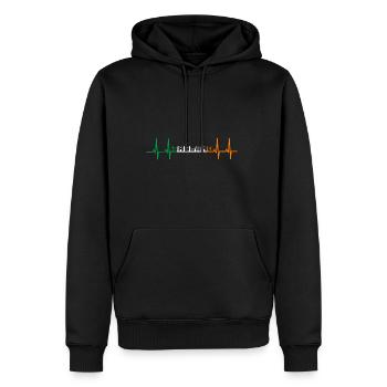 Ireland Flag Heartbeat Dublin Pulse ECG Word EU - Men’s Premium Organic Hoodie - black - Front - Nico (187cm)