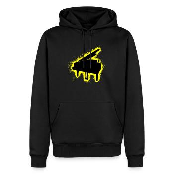 Klavier Silhouette Gelb und Schwarz Umriss - Männer Premium Bio Hoodie - Schwarz - Vorne - Nico (187cm)