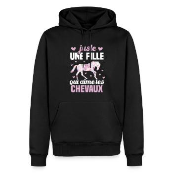 Juste une fille qui aime les chevaux humour - Sweat à capuche Premium bio Homme - noir - Devant - Nico (187cm)