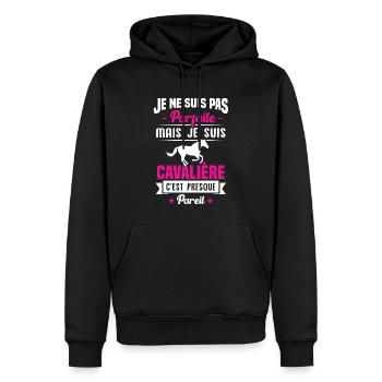 Je ne suis pas parfaite mais je suis cavalière - Sweat à capuche Premium bio Homme - noir - Devant - Nico (187cm)