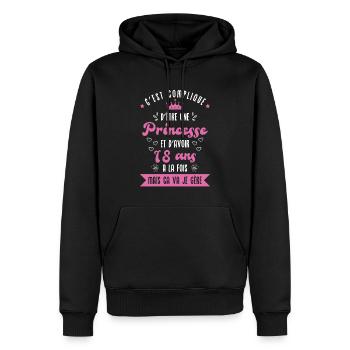 Une princesse et d'avoir 18 ans - Sweat à capuche Premium bio Homme - noir - Devant - Nico (187cm)