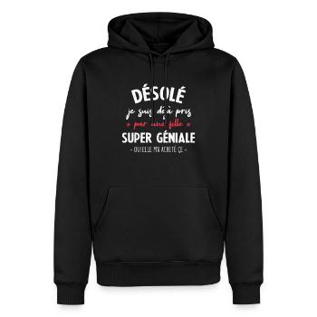Je suis déjà pris par une fille super géniale - Sweat à capuche Premium bio Homme - noir - Devant - Nico (187cm)