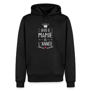 Arrière Mamie De L'année Cadeau Grand mère - Sweat à capuche Premium bio Homme - noir - Devant - Nico (187cm)