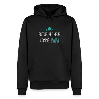 Futur pêcheur comme papa humour cadeau pêcheur - Sweat à capuche Premium bio Homme - noir - Devant - Nico (187cm)