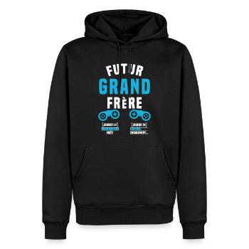 Futur grand frère geek annonce grand frère annonce - Sweat à capuche Premium bio Homme - noir - Devant - Nico (187cm)
