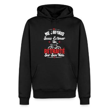 Un Retraité Sur Son Vélo Humour Retraite Cycliste - Sweat à capuche Premium bio Homme - noir - Devant - Nico (187cm)