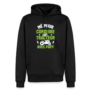 Né pour conduire un tracteur avec papy Cadeau - Sweat à capuche Premium bio Homme - noir - Devant - Nico (187cm)
