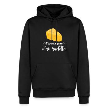 J'peux pas j'ai raclette - Sweat à capuche Premium bio Homme - noir - Devant - Nico (187cm)