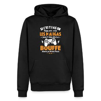 Si C'est Pas En Rapport Avec Les Mangas Jeux Vidéo - Sweat à capuche Premium bio Homme - noir - Devant - Nico (187cm)