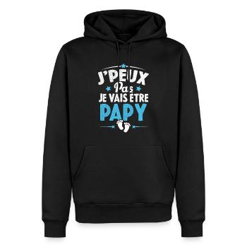 Je Peux Pas Je Vais Être Papy Cadeau Grand-père - Sweat à capuche Premium bio Homme - noir - Devant - Nico (187cm)