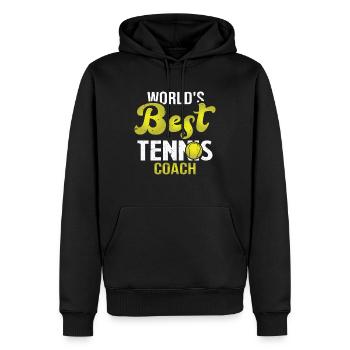 Worlds best tennis coach, Cadeau pour tennis coach - Sweat à capuche Premium bio Homme - noir - Devant - Nico (187cm)