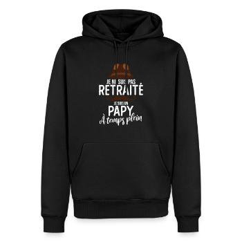 Je ne suis pas Retraité je suis un Papy - Sweat à capuche Premium bio Homme - noir - Devant - Nico (187cm)