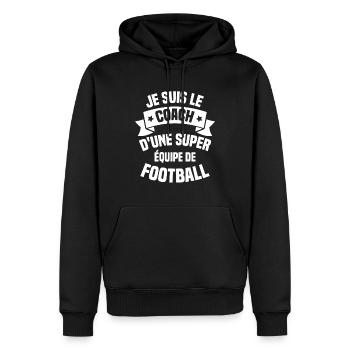 Je suis le coach d'une super équipe de football - Sweat à capuche Premium bio Homme - noir - Devant - Nico (187cm)
