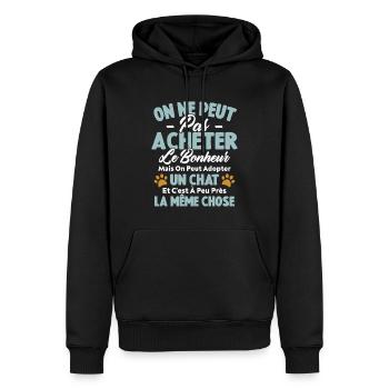 On peut adopter un chat Humour Cadeau - Sweat à capuche Premium bio Homme - noir - Devant - Nico (187cm)