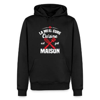 La Meilleure Cuisine est fait Maison - Sweat à capuche Premium bio Homme - noir - Devant - Nico (187cm)