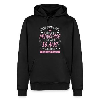 Une princesse et d'avoir 36 ans, Cadeau 36 ans - Sweat à capuche Premium bio Homme - noir - Devant - Nico (187cm)
