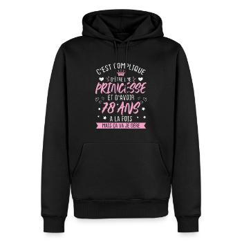 Une princesse et d'avoir 78 ans, Cadeau 78 ans - Sweat à capuche Premium bio Homme - noir - Devant - Nico (187cm)