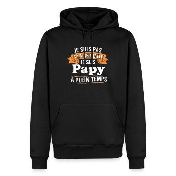 Je ne suis pas retraité je suis papy à plein temps - Sweat à capuche Premium bio Homme - noir - Devant - Nico (187cm)