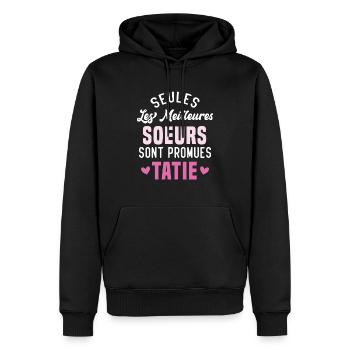 seules les meilleures soeurs sont promues tatie - Sweat à capuche Premium bio Homme - noir - Devant - Nico (187cm)