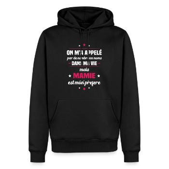 Mon nom parfait est mamie, Cadeau Grand-mère - Sweat à capuche Premium bio Homme - noir - Devant - Nico (187cm)