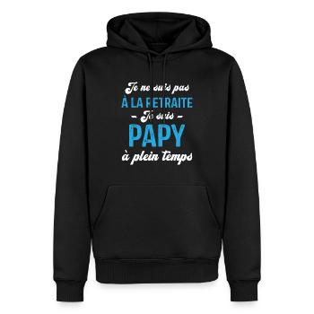 Je ne suis pas retraité je suis papy à plein temps - Sweat à capuche Premium bio Homme - noir - Devant - Nico (187cm)