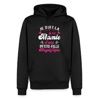 Je suis la Fière Mamie d'une Petite Fille Cool - Sweat à capuche Premium bio Homme - noir - Devant - Nico (187cm)
