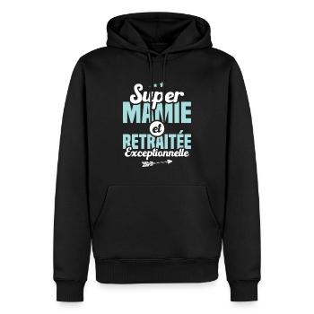 Super mamie et retraitée exceptionnelle - Sweat à capuche Premium bio Homme - noir - Devant - Nico (187cm)