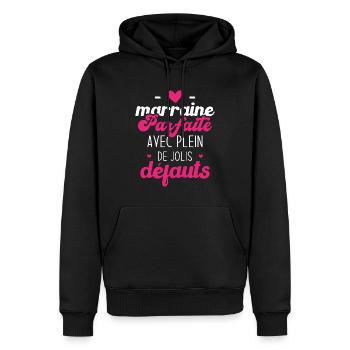 Marraine parfaite avec plein de jolis défauts - Sweat à capuche Premium bio Homme - noir - Devant - Nico (187cm)