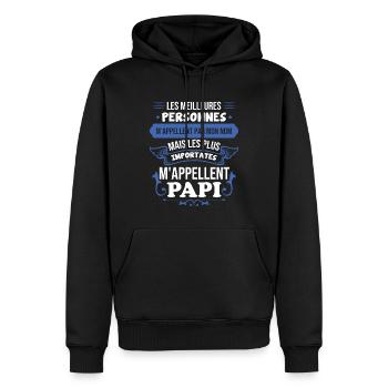 Importantes personnes m'appellent papi - Sweat à capuche Premium bio Homme - noir - Devant - Nico (187cm)